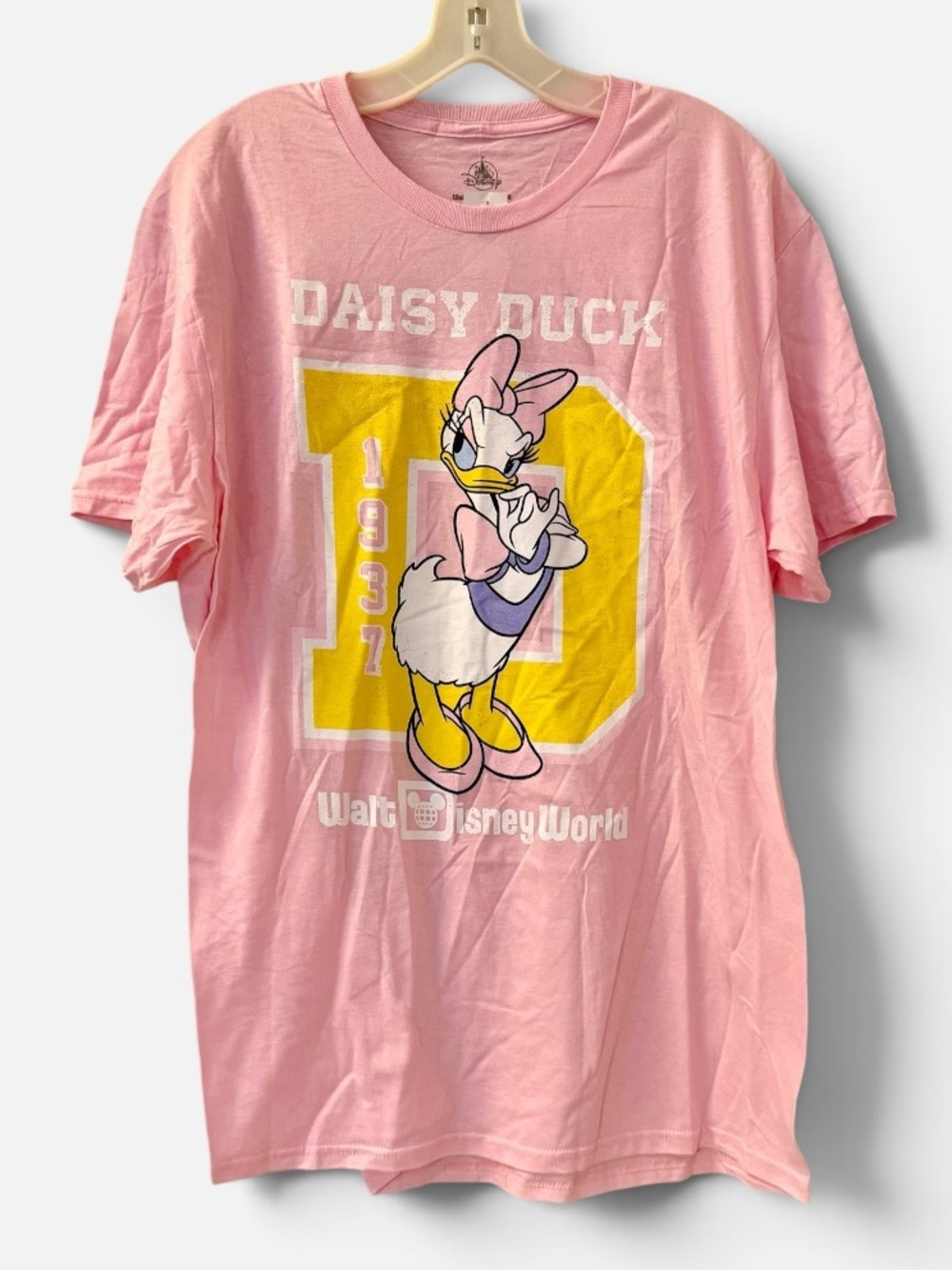 Adult Disney Pink Daisy Duck Yellow Graphic Tee - Size L - NWT